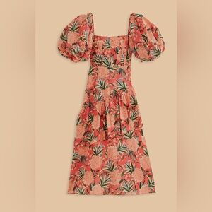 Farm Rio Pineapple Bloom Red Midi Dress (XS) - NWT